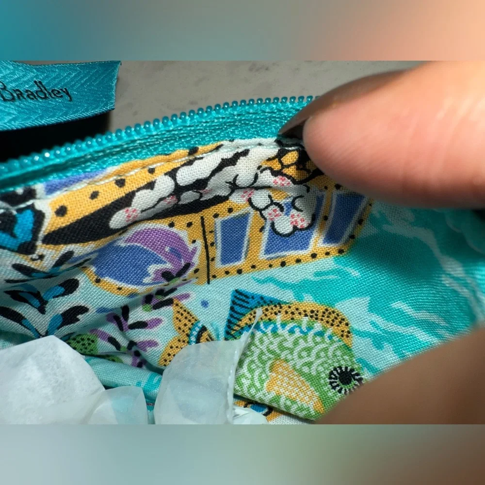 Vera Bradley Turquoise & Sea Animal ID Business Card Holder